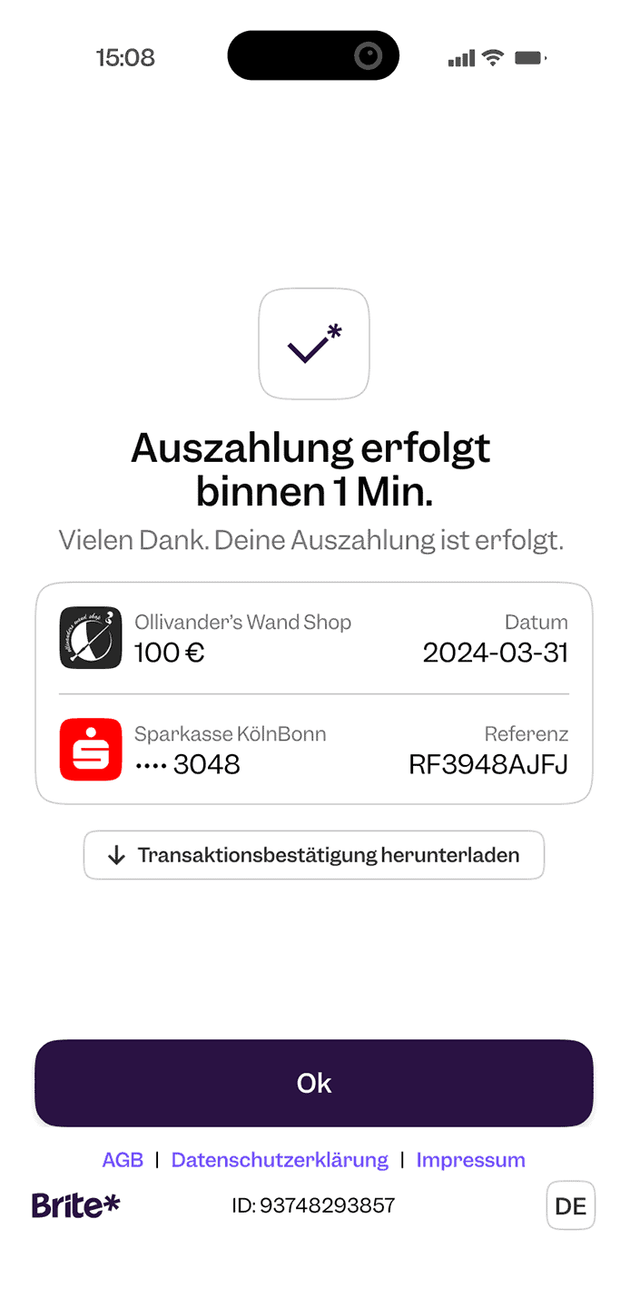 Payout Screen Germany - Step 4